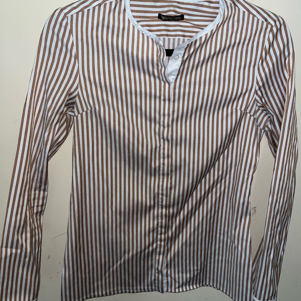 Nespresso women’s Brown and White Striped Shirt